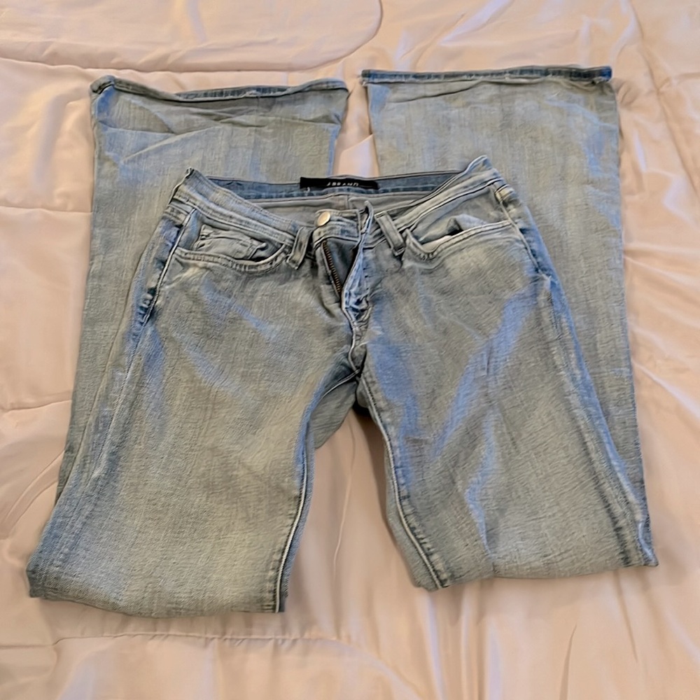 JBrand light wash, sz26, wide flared leg jeans, low rise stretch.